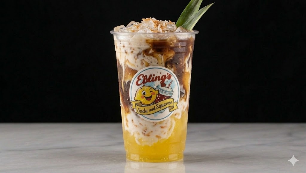 Ebling's dirty soda layered with cream and house syrup